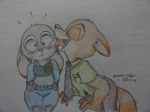  anthro blush canine disney female fox jppaqui_(artist) judy_hopps lagomorph licking male mammal nick_wilde rabbit sketch tongue tongue_out zootopia 