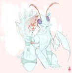  &lt;3 &lt;3_eyes ambiguous_gender anthro arthropod convenient_censorship drooling ecc insect insectoid kneeling mantis nude saliva solo wide_hips 