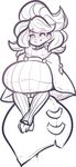  1girl breasts female glasses monochrome pokemon pokemon_(game) pokemon_sm purple_hair simple_background skirt smile solo turtleneck white_background wicke_(pokemon) wide_hips 