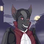 anthro bat big_ears brutal claws clothed clothing fangs invalid_tag krazykurt male mammal night portrait red_eyes ruby_the_bat scar smile vampire wings 