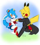  anthro blue_hair chibi cosplay eeveelution female fur glaceon hair long_hair nintendo orange_eyes pikachu pok&eacute;mon red_fur sailor_moon_(series) sketch tuxedo_mask video_games white_fur yellow_fur 