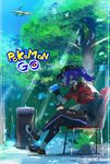  backpack bag baseball_cap bottle chair choker commentary_request copyright_name cropped_jacket dragonite drinking female_protagonist_(pokemon_go) fingerless_gloves flying forest gen_1_pokemon gloves hat holding holding_poke_ball leaf metapod nature oddish pants pants_under_skirt poke_ball pokemon pokemon_(creature) pokemon_go ponytail purple_hair shirt shoes shorts sitting sneakers torichamaru tree twitter_username water_bottle wings yoga_pants 