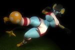  2016 3d_(artwork) anthro anthroanim anthrofied athletic ball big_breasts breasts clothed clothing digital_media_(artwork) female grass hair kick luxray navel nintendo pok&eacute;mon shirt shizuma_(anthroanim) shorts simple_background smile soccer soccer_ball solo sport teeth video_games 