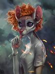  anthro clothed clothing feline female hair looking_at_viewer mammal nipple_bulge red_hair smile solo wildering 