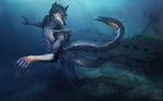  anthro canine fur half-closed_eyes male mammal nude shipwreck solo underwater water wildering 