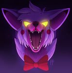  ambiguous_gender animatronic anthro blush bow_tie canine fangs fox funtime_foxy_(fnafsl) glowing glowing_eyes grin lipstick looking_at_viewer machine mammal open_mouth penumbraphantasm portrait robot sister_location solo yellow_sclera 