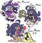  ahoge al_bhed_eyes alternate_breast_size armband bandana bikini breasts commentary cosplay duskull english gen_3_pokemon gen_7_pokemon gloves hairband haruka_(pokemon) haruka_(pokemon)_(cosplay) hex_maniac_(pokemon) highres hypnosis large_breasts long_hair md5_mismatch messy_hair mind_control open_mouth pokemon pokemon_(creature) pokemon_(game) pokemon_oras pokemon_rse pokemon_sm pokemon_xy pun purple_eyes purple_hair sand sandygast shenanimation shorts shovel swimsuit tan team_skull_uniform 