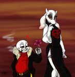  &lt;3 2016 animated_skeleton anthro blush bone boss_monster caprine cigar duo female flower goat male mammal plant sans_(underfell) sans_(undertale) skeleton smile smoking snowystoat toriel undead underfell undertale video_games 