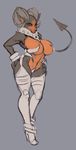  anthro armpits big_breasts breasts female houndoom huge_breasts kemono liveforthefunk nintendo pok&eacute;mon simple_background solo video_games wide_hips 