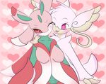  &lt;3 &lt;3_eyes arthropod big_breasts blush breasts clothing duo featherystorm female insect lurantis mammal mega_audino mega_evolution nintendo pok&eacute;mon smile video_games wings 