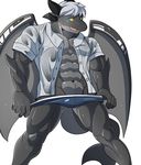  abs absurd_res anthro clothed clothing dragon hi_res looking_at_viewer male mayar muscular pecs simple_background solo teasing underwear undressing white_background 