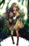  animal bad_id bad_pixiv_id bangs black_hair blush boar braid commentary dress feathers full_body gambe hair_between_eyes hair_feathers hair_ornament headband highres holding holding_animal long_hair looking_at_viewer original red_eyes sandals side_braid solo standing very_long_hair 
