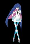  bangs bare_arms bare_shoulders black_background blue_legwear cosplay crossed_legs crystal dress green_eyes hair_over_one_eye hand_on_hip high_heels jpeg_artifacts leggings long_hair looking_at_viewer lusamine_(pokemon) multicolored multicolored_clothes multicolored_dress multicolored_hair multicolored_legwear official_art panty_&amp;_stocking_with_garterbelt pink_hair pokemon pokemon_(game) pokemon_sm purple_hair see-through short_dress sleeveless sleeveless_dress smile solo standing stocking_(psg) stocking_(psg)_(cosplay) striped striped_legwear take_(illustrator) third-party_edit two-tone_hair two-tone_legwear very_long_hair watson_cross white_legwear 