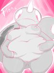  2016 anthro belly big_belly breasts cetacean digital_media_(artwork) female fionthebunny horn mammal marine narwhal navel nipples nude overweight simple_background solo standing whale 
