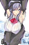  armpit_hair armpits bad_id bad_pixiv_id blush breasts dagashi_kashi large_breasts long_hair looking_at_viewer purple_hair rihito_akane shidare_hotaru smile solo 