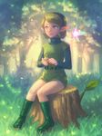  bellhenge blue_eyes fairy forest green_hair hairband highres instrument md5_mismatch nature ocarina pointy_ears resized saria short_hair solo the_legend_of_zelda the_legend_of_zelda:_ocarina_of_time upscaled 