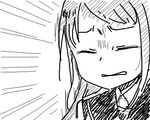  bangs closed_eyes commentary_request crying emphasis_lines frown greyscale kantai_collection long_hair lowres monochrome mspaint samidare_(kantai_collection) school_uniform serafuku simple_background solo tears upper_body white_background yuzuki_gao 
