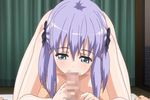  1girl animated animated_gif blue_hair censored fellatio maki-chan_to_nau misono_yuki oral penis 