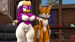  2016 3d_(artwork) anthro avian big_breasts bird breasts canine cleavage clothed clothing digital_media_(artwork) duo female fox male mammal miles_prower sonic_(series) sonic_riders swallow_(bird) tahliansfm wave_the_swallow 