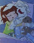  &lt;3 ambiguous_gender anthro asriel_dreemurr bed bed_sheet bedding blush boss_monster brown_hair caprine chara_(undertale) child clothed clothing cub cuddling cute drooling duo equestria-prevails eyes_closed flower fully_clothed fur goat hair happy hug human humanoid long_ears male mammal messy_hair navel open_mouth pajamas pillow plant plushie saliva sharp_teeth sleeping smile star teeth tongue undertale video_games white_fur young 