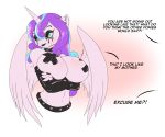  anthro big_breasts breasts collar dialogue ear_piercing ear_ring equine female flurry_heart_(mlp) friendship_is_magic horn huge_breasts mammal my_little_pony nipple_bulge pasties piercing running_makeup suirano winged_unicorn wings 