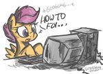  2016 colored_sketch computer cub dialogue english_text equine female feral flutterthrash friendship_is_magic hair hi_res mammal my_little_pony open_mouth pegasus purple_eyes purple_hair scootaloo_(mlp) solo text tongue wings young 