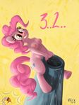  1trick 2016 anthro anthrofied breasts cannon cutie_mark earth_pony equine eyelashes female friendship_is_magic hair horse mammal my_little_pony nipples nude pink_hair pinkie_pie_(mlp) pony ranged_weapon simple_background solo water weapon yellow_background 