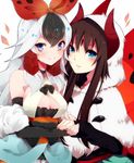  animal_humanoid arthropod black_hair blue_eyes bow breasts cleavage clothed clothing hair human humanized humanoid insect_humanoid mammal merlusa nintendo pok&eacute;mon takeshima_(nia) video_games volcarona white_hair 