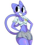  anthro blue_fur blush breasts cartoon_network cat cleavage clothed clothing feline female flutteringpie fur looking_away mammal mature_female midriff mother navel nicole_watterson panties parent skirt smile solo the_amazing_world_of_gumball underwear 