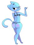  anthro blue_fur blush butt cartoon_network cat clothing feline female flutteringpie fur looking_back mammal mature_female mother nicole_watterson one_eye_closed panties parent pointing solo the_amazing_world_of_gumball underwear wink 