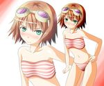  bad_id bad_pixiv_id bikini blush brown_hair flat_chest goggles goggles_on_head green_eyes kayama_kenji rita_mordio short_hair solo striped striped_bikini swimsuit tales_of_(series) tales_of_vesperia zoom_layer 