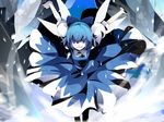  blue_hair cirno ice ribbon short_hair solo touhou uki_(room_405) wings 