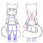  2019 anon232 bittersweet_candy_bowl boxing boxing_gloves bra cat clothed clothing digital_media_(artwork) feline female frown full_body fur hi_res looking_at_viewer lucy_(bcb) mammal midriff model_sheet navel shorts simple_background solo sport sports_bra standing sweat underwear 
