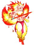  anthro canine clothed clothing concon-collector fire fox fur male mammal melee_weapon multi_tail official_art simple_background solo suga sword topless weapon white_background 