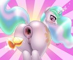  2016 anatomically_correct anatomically_correct_pussy animal_genitalia animal_pussy anus butt buttplug cutie_mark dock equine equine_pussy female feral friendship_is_magic gaping gaping_anus hi_res horn looking_at_viewer mammal my_little_pony princess_celestia_(mlp) pussy sex_toy smile solo unicorn zed001 