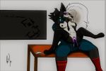  anthro balls black_hair breasts canine cum cum_in_pussy cum_inside dragostewolf duo enzo_wolf erection female hair male male/female mammal nude peneration penetration penis sex tongue white_hair wolf 