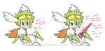  &lt;3 anthro big_ears blush craymin dialogue diaper fur green_hair hair legendary_pok&eacute;mon masturbation paws sex_toy shaymin sitting spread_legs spreading text vibrating vibrator watermark white_fur wings yellow_eyes 