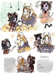  asgore_dreemurr blossyay blush cute female flower food male male/female muffet plant size_difference text undertale video_games 