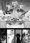  :d ^_^ animal_ears attack blood cat cat_ears cat_tail check_translation closed_eyes comic eyeball greyscale hairband heart highres kaenbyou_rin kaenbyou_rin_(cat) komeiji_satori long_sleeves monochrome monster multiple_girls multiple_tails nekomata niiko_(gonnzou) open_mouth outstretched_arms protecting skirt smile spread_arms standing tail third_eye touhou translation_request wide_sleeves 