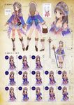  absurdres atelier_(series) atelier_totori back_bow bangs bare_shoulders blue_sleeves blush boots bow character_sheet concept_art crown detached_sleeves expressions flat_chest frills full_body gem highres kishida_mel knee_boots legs long_hair looking_at_viewer miniskirt multiple_views non-web_source official_art open_mouth parted_bangs pink_footwear pleated_skirt production_art see-through simple_background skirt smile staff standing totooria_helmold turnaround wide_sleeves 