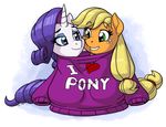  &lt;3 2016 applejack_(mlp) clothing duo equine female friendship_is_magic horn horse latecustomer mammal my_little_pony pony rarity_(mlp) sweater unicorn 