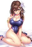  breast_hold cleavage gan heels kanpani_girls shirayuri_sakura swimsuits 