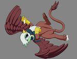  2016 avian brown_feathers brown_fur feathered_wings feathers female feral friendship_is_magic fur graboiidz greta_(mlp) grey_background gryphon hi_res mammal mouse my_little_pony rodent simple_background solo spread_wings vore wings 