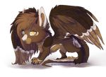  alpha_channel black_feathers brown_fur brown_hair claws eyelashes feathered_wings feathers female feral fur hair hindpaw inner_ear_fluff mammal paws simple_background solo standing transparent_background tril-mizzrim white_nose wings yellow_eyes 