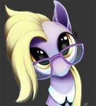  2016 amber_eyes black_background blonde_hair clothed clothing earth_pony equine eyewear female feral fur glasses graboiidz hair horse janine_manewitz_(mlp) looking_at_viewer mammal my_little_pony pink_fur pony portrait simple_background solo 