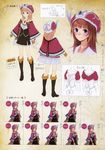  absurdres atelier_(series) atelier_rorona belt blue_eyes blush boots bracelet brown_hair capelet character_sheet concept_art dress expressions hat highres jewelry kishida_mel knee_boots looking_at_viewer multiple_views necklace non-web_source official_art open_mouth pendant production_art rororina_fryxell simple_background smile 