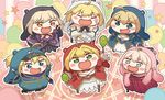  :d ^_^ ahoge animal_costume artoria_pendragon_(all) balloon bare_shoulders baseball_cap blonde_hair blue_dress blue_eyes blue_scarf chibi closed_eyes detached_sleeves doma_umaru dress epaulettes fate/extra fate/grand_order fate/stay_night fate/unlimited_codes fate_(series) gloves green_eyes grey_eyes hamster_costume hat highres himouto!_umaru-chan instrument jacket japanese_clothes kimono koha-ace komaru maracas multiple_girls mysterious_heroine_x nero_claudius_(fate) nero_claudius_(fate)_(all) okita_souji_(fate) okita_souji_(fate)_(all) open_mouth parody pink_hair pink_kimono ponytail red_dress rojiura_satsuki:_chapter_heroine_sanctuary saber saber_alter saber_lily scarf smile star striped striped_background style_parody tomiwo white_dress wide_sleeves yellow_eyes 