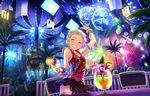  ^_^ artist_request blonde_hair bracelet closed_eyes disco_ball drink ear_piercing earrings grin idolmaster idolmaster_cinderella_girls idolmaster_cinderella_girls_starlight_stage jewelry official_art piercing pixie_cut rave_party senzaki_ema short_hair skirt smile solo_focus very_short_hair 