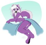  2016 blue_eyes clitoris cloth female fur hair kwik looking_at_viewer nude purple_fur pussy raised_tail solo white_hair 