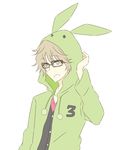  animal_hood brown_hair bunny_hood hood hooded_jacket jacket male_focus number ren_(friends-love) simple_background solo tsukiuta upper_body white_background yayoi_haru 